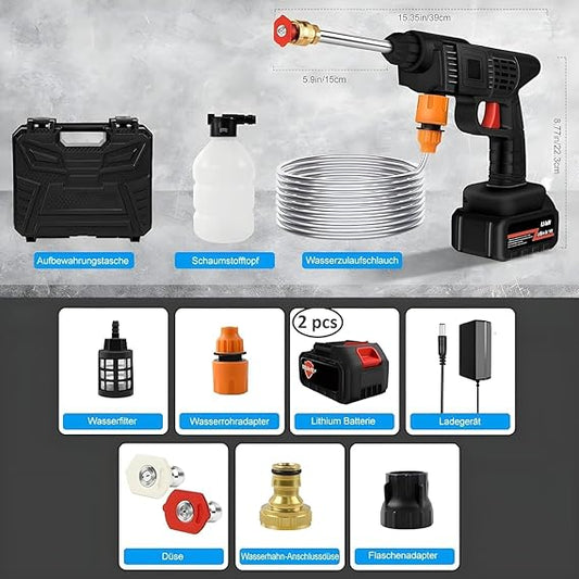 Wireless Pressure Washer Gun with Dual Battery & Full Cleaning Set